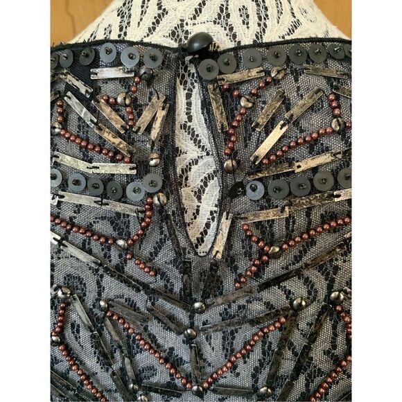 Carlisle‎ Mesh, Bead and Sequin Embellished Short Sleeve Top Black Size 6 - Picture 9 of 12